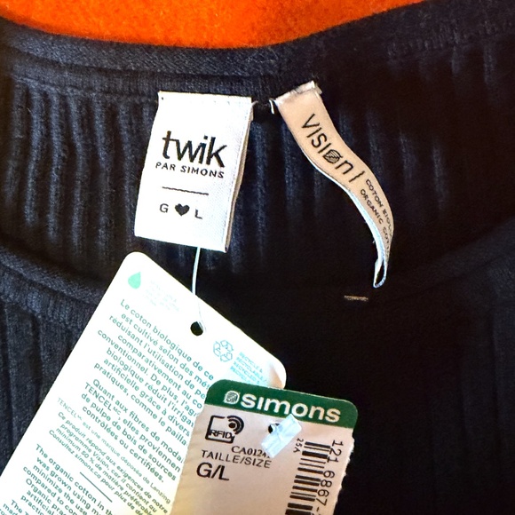 Black basic minimalist organic cotton blend ribbed long sleeve sweater NWT - Picture 7 of 8